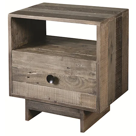 Single Drawer Nightstand with Open Compartment